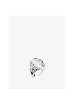Womens Thomas Sabo Embellished Sterling Silver, Zirconia and Milky Quartz Cocktail Ring