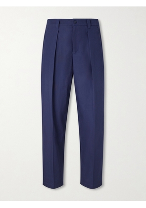 A.P.C. - Renato Straight-Leg Pleated Cotton-Twill Trousers - Men - Blue - IT 44