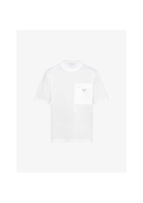 Mens Prada Re-Nylon Brand-Plaque Cotton and Nylon T-Shirt