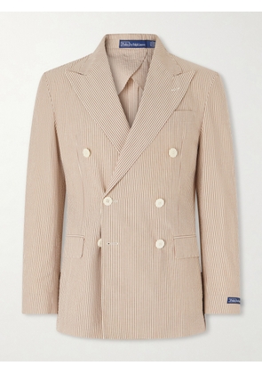 Polo Ralph Lauren - Double-Breasted Striped Cotton Suit Jacket - Men - Brown - UK/US 38