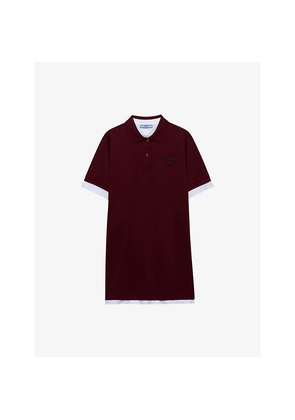 Womens Prada Logo-Patch Short-Sleeve Piqué-Cotton and Jersey Mini Dress