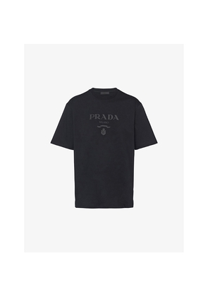 Mens Prada Brand-Embroidered Boxy-Fit Cotton T-Shirt