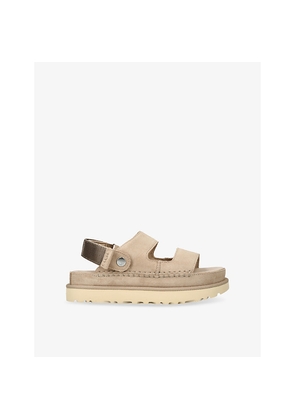 Womens UGG Goldenstar Glide Branded Suede Sandals