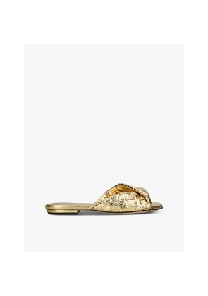 Womens Bottega Veneta Blink Flat Intrecciato Leather Mules