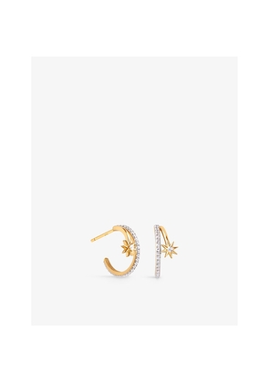 Womens Astrid & Miyu Cosmic Illusion Rhodium-Plated Sterling-Silver and Cubic Zirconia Crystal Hoop Earrings