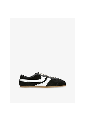Mens Dries Van Noten Stripe-Embroidered Suede and Leather Low-Top Trainers