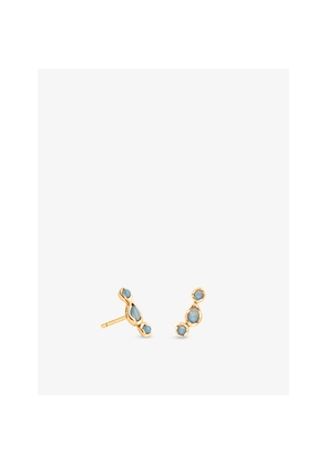 Womens Astrid & Miyu Opal 18ct Yellow Gold-Plated Sterling-Silver and Nano-Gem Climber Earrings