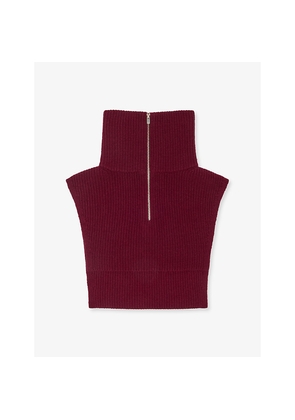 Womens Maje Zip-Up Wool and Cashmere Collar