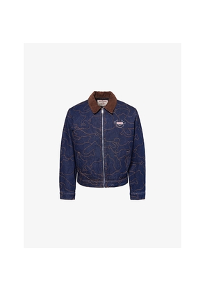 Mens True Religion Embroidered Workwear Denim Jacket