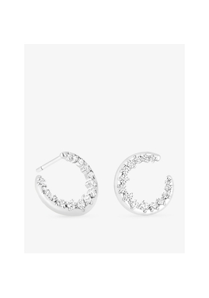 Womens Astrid & Miyu Orbit Pavé Rhodium Plated Sterling-Silver and Cubic Zirconia Hoop Earrings