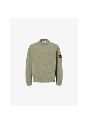Mens Stone Island Moss-Stitch Mock-Neck Cotton-Chenille Jumper