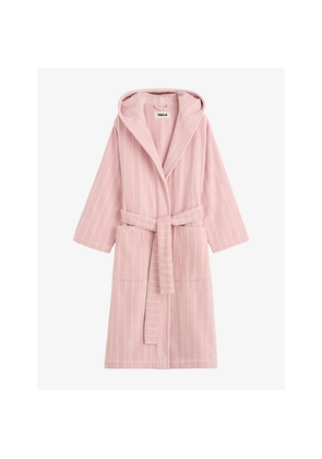 Womens Tekla Hooded Striped Cotton Bathrobe