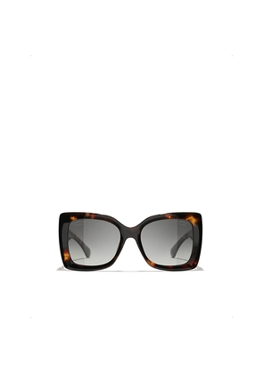 Womens Chanel Ch5555 Square-Frame Tortoiseshell Acetate Sunglasses