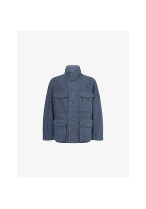 Mens Stone Island Multi-Pocket Funnel-Neck Linen-Blend Jacket