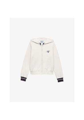 Womens Prada Brand-Print Zip-Up Cotton Hoodie