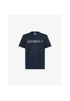 Mens Loewe Hello Logo-Print Cotton-Blend T-Shirt