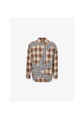 Mens Loewe Check Patchwork Wool-And-Cotton Shirt