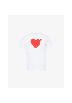 Mens Comme Des Garcons Play Embroidered Graphic-Print Cotton T-Shirt