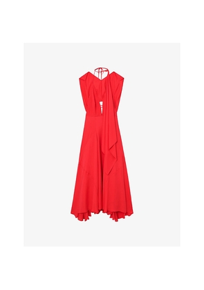 Womens Reiss Evory Detachable-Cape Woven Maxi Dress