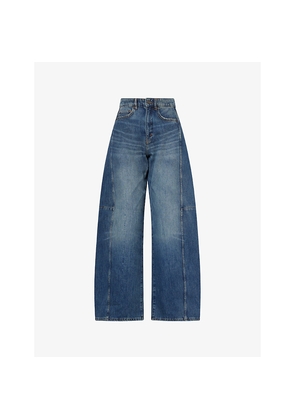 Womens Me And Em Exaggerated Tapered-Leg Denim Jeans