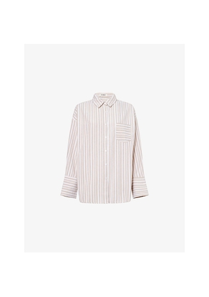 Womens 4th & Reckless Louisa Striped Cotton-Blend Shirt