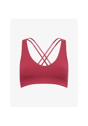 Womens Bo+Tee V-Neck Cut-Out Stretch-Woven Sports Bra