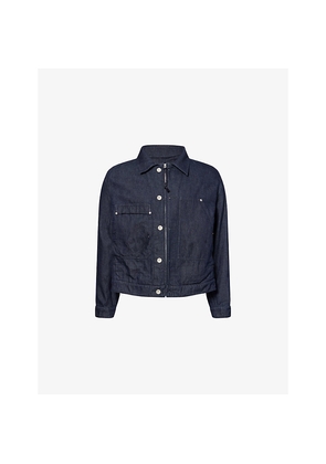 Mens Cp Company Classic-Collar Patch-Pocket Denim Jacket