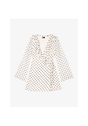 Womens The Kooples Wrapover Heart-Print Woven Mini Dress