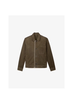 Mens The Kooples Chest-Pocket Zip-Up Suede Jacket