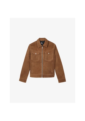 Mens The Kooples Four-Pocket Zip-Up Suede Jacket