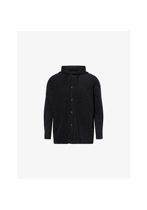 Mens Homme Plisse Issey Miyake Slip-Pocket Pleated Knit Hoodie