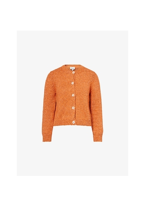 Womens Me And Em Round-Neck Relaxed-Fit Knitted Cotton Cardigan