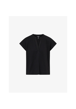 Womens Me And Em Open Placket Short-Sleeve Cotton Top