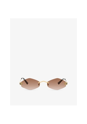 Womens Cartier ct0433S Rectangle-Frame Metal Sunglasses