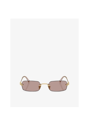 Womens Miu Miu Mu B50S Rectangle-Frame Metal Sunglasses