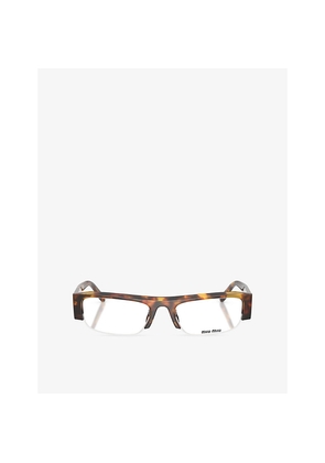 Womens Miu Miu Mu B07S Rectangle-Frame Tortoiseshell Acetate Optical Glasses