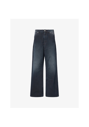 Mens Marni Straight-Leg Embroidered-Logo Denim Jeans