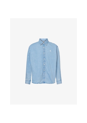 Mens Carhartt WIP Lucas Embroidered-Logo Denim Shirt