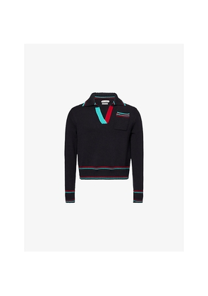 Mens JW Anderson Shrunken Contrast-Trim Cotton and Cashmere Polo Jumper