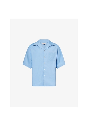 Mens Marni Logo-Print Camp-Collar Cotton Shirt
