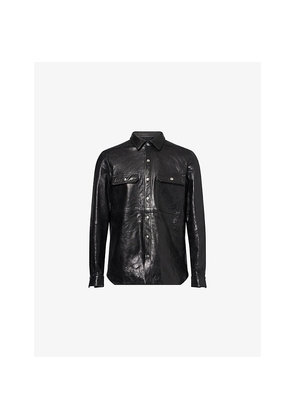 Mens Rick Owens Oversized Flap-Pocket Leather Shirt