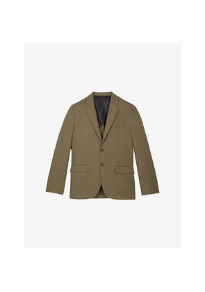 Mens The Kooples Lapel-Collar Single-Breasted Cotton and Linen-Blend Jacket