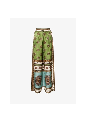 Womens Alemais Alémais x Lrnce Contina Satin-Jacquard Trousers