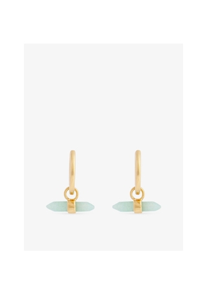 Womens Rachel Jackson Tranquility T-Bar 18ct Yellow Gold-Plated Sterling-Silver and Amazonite Huggie Hoop Earrings