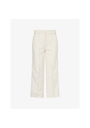 Womens Me And Em Textured Straight-Leg Cropped Woven Trousers
