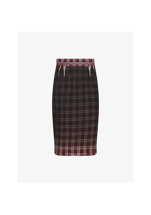 Womens Maison Margiela Tartan-Check Wool-Blend Midi Skirt