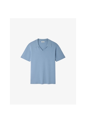Mens Sandro Open-Collar Short-Sleeve Knitted Polo