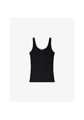 Womens Sandro Sleeveless Lace-Strap Cotton Top