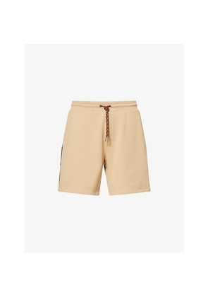 Mens Moncler Logo-Patch Striped-Panel Cotton Shorts