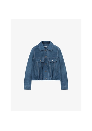 Womens Loewe Anagram-Patch Denim-Look Leather Jacket